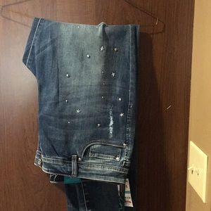 inc skinny leg regular fit jeans with silver emb.